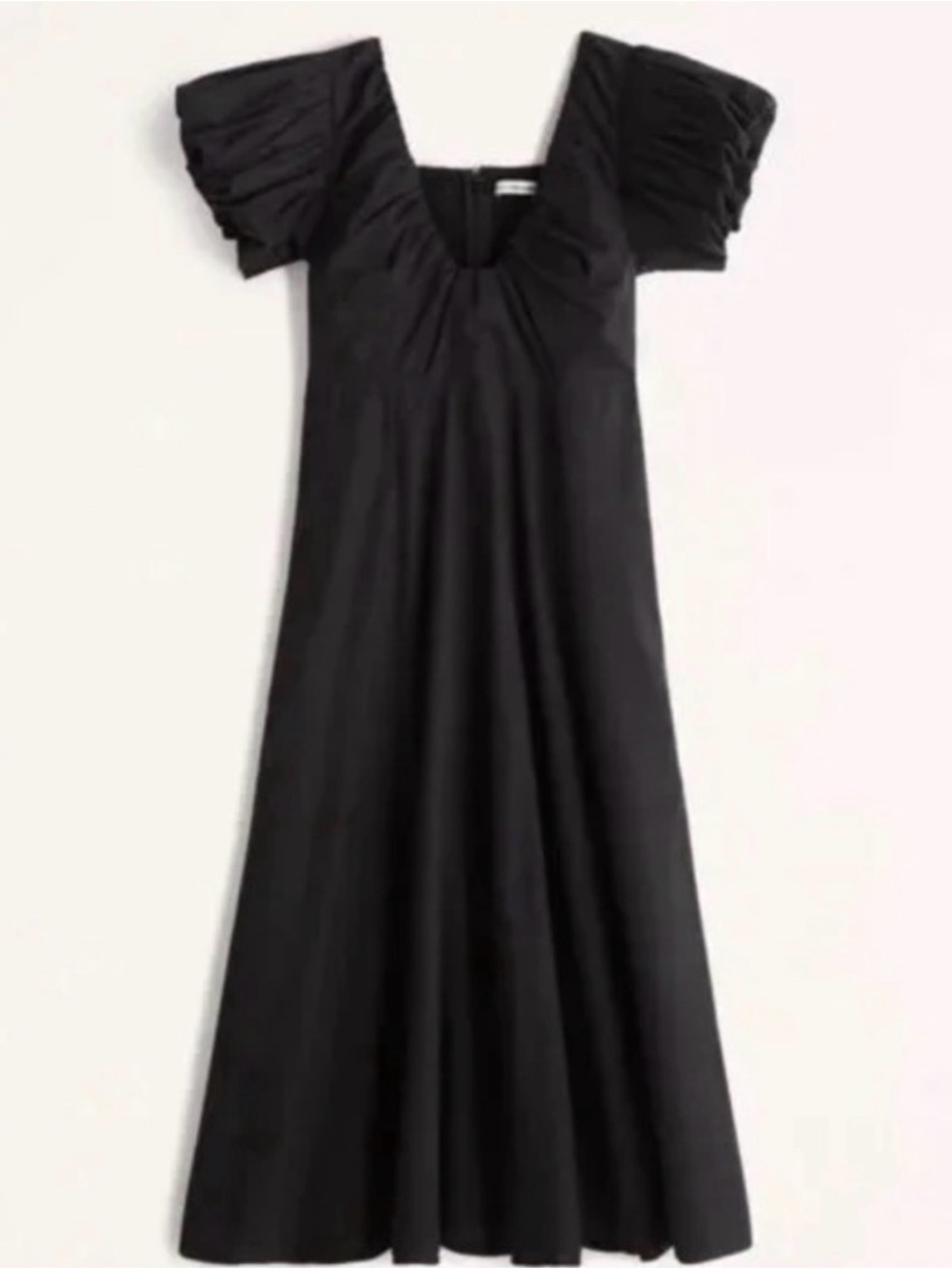 Abercrombie Puff Sleeve Plunge Midi Dress Black Small New with Tags